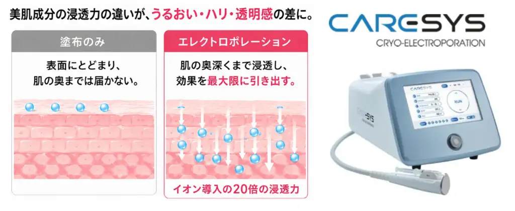 ケアシスによる美肌成分の深層浸透イメージ