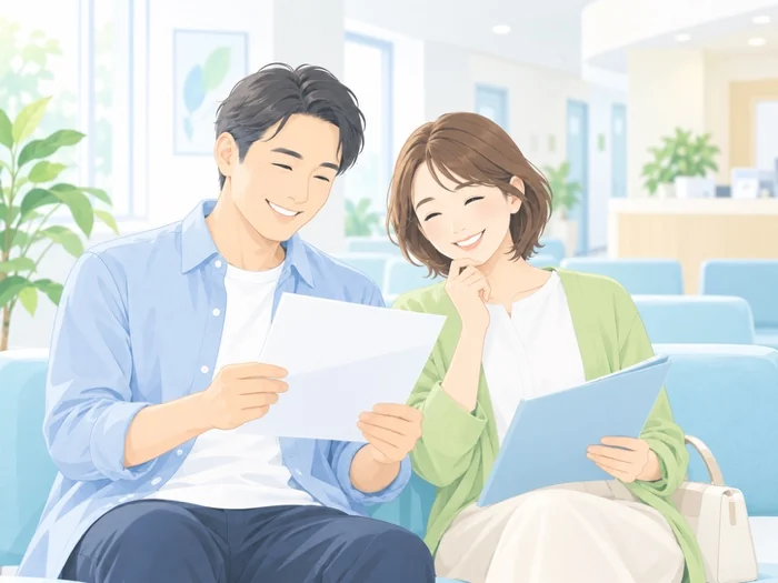 健康診断の結果を確認する様子
